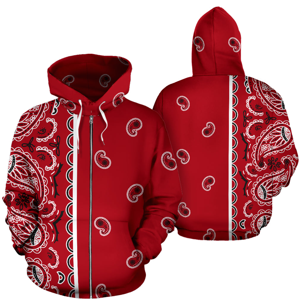 red bandana zip hoodie