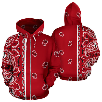red bandana zip hoodie