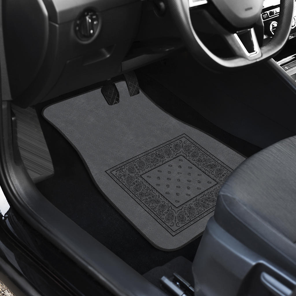 Quad Black and Gray Bandana Car Mats - Minimal