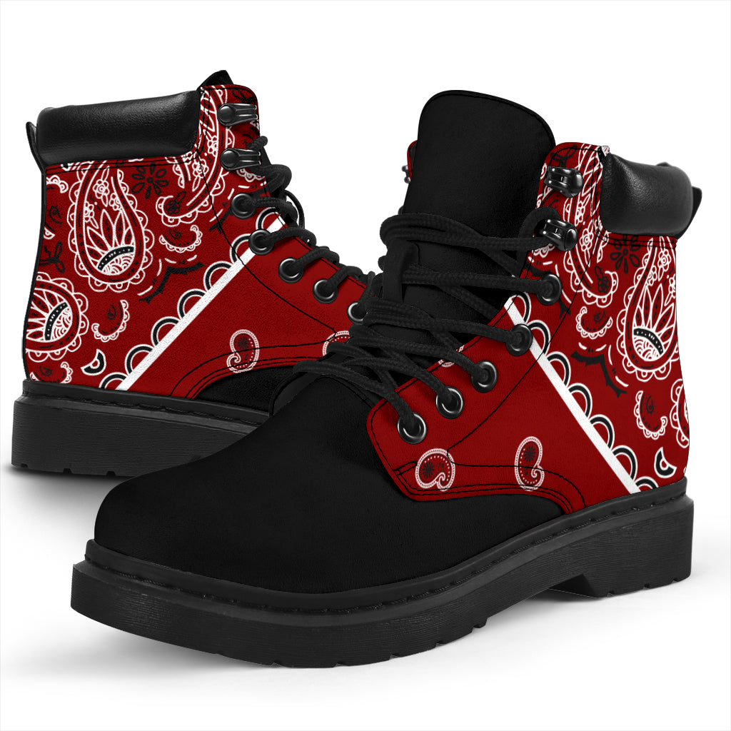 Maroon Red Bandana Blackout All Season Boots