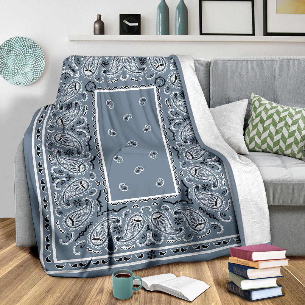 Blue Bandana Fleece Throw Blanket