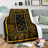 Black Gold Bandana Fleece Throw Blanket