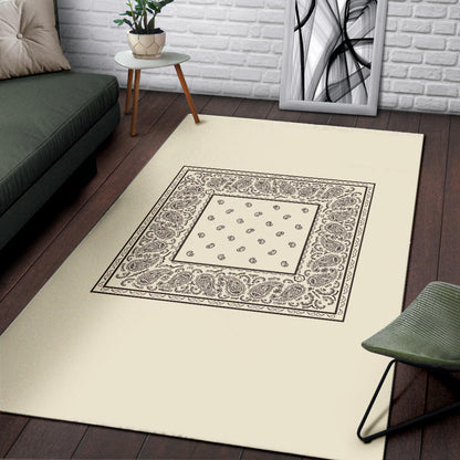 Cream and Brown Bandana Area Rugs - Minimal