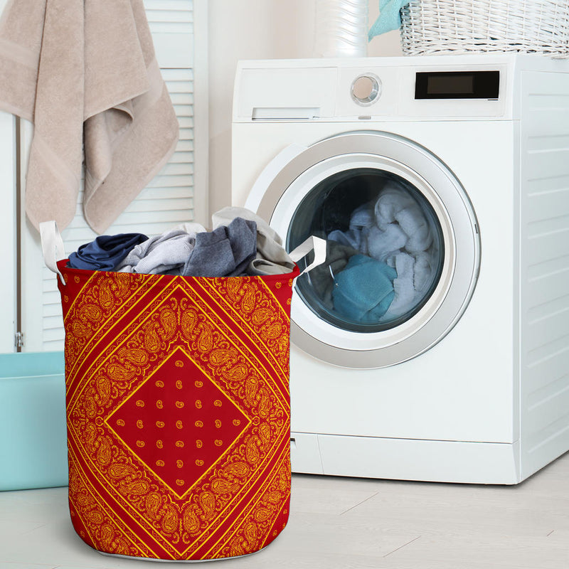 Laundry Hamper - Red and Gold Bandana