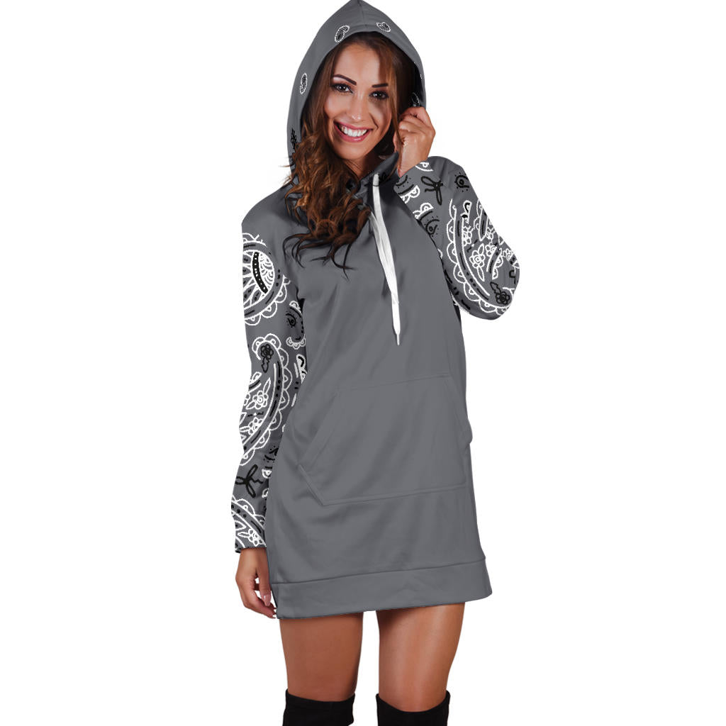 Gray Bandana Hoodie Dress front