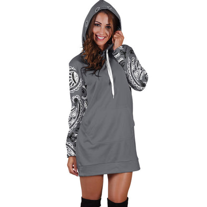 Gray Bandana Hoodie Dress front