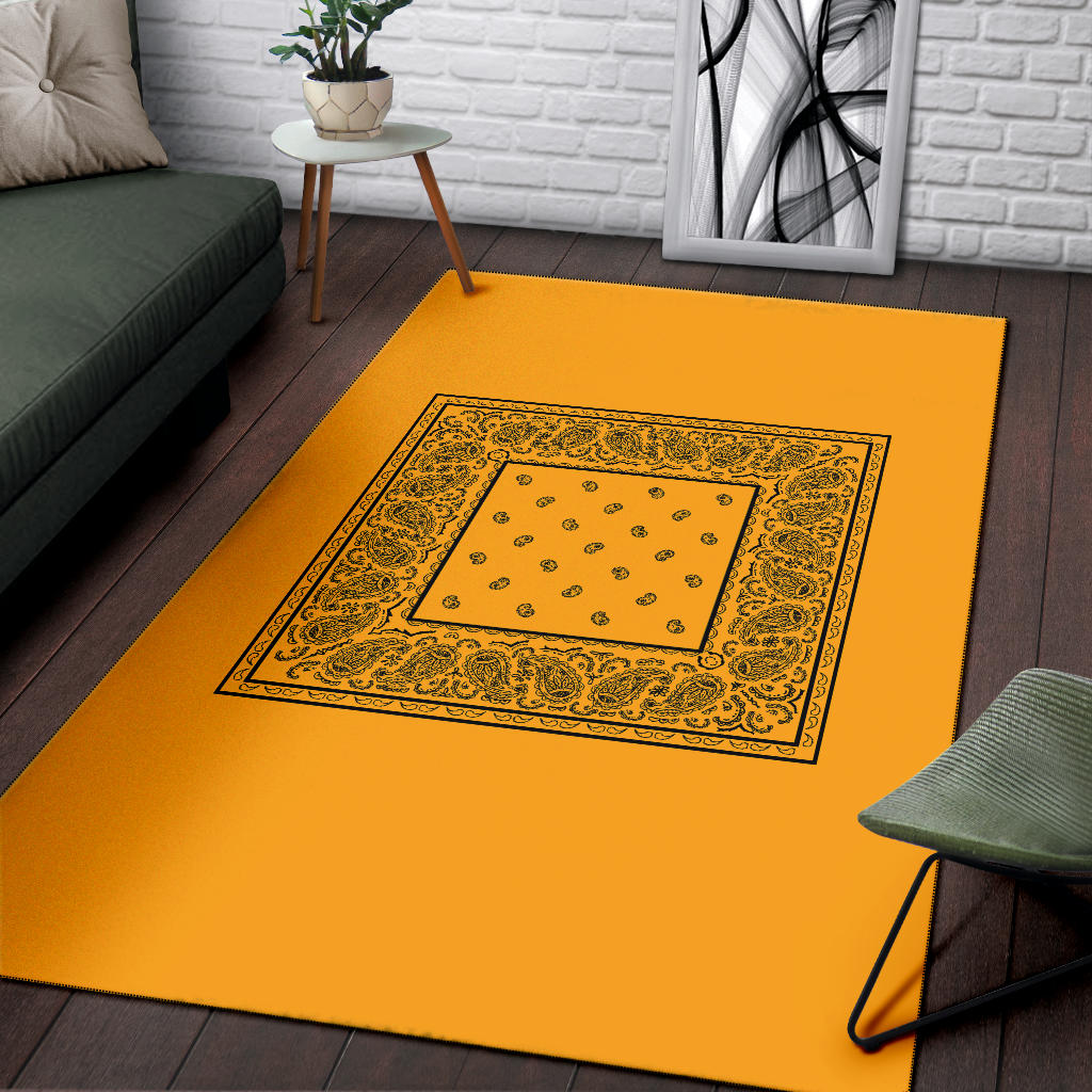 Gold and Black Bandana Area Rugs - Minimal