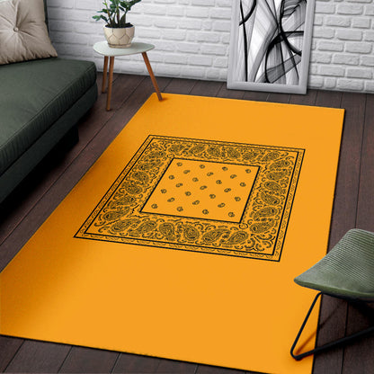 Gold and Black Bandana Area Rugs - Minimal