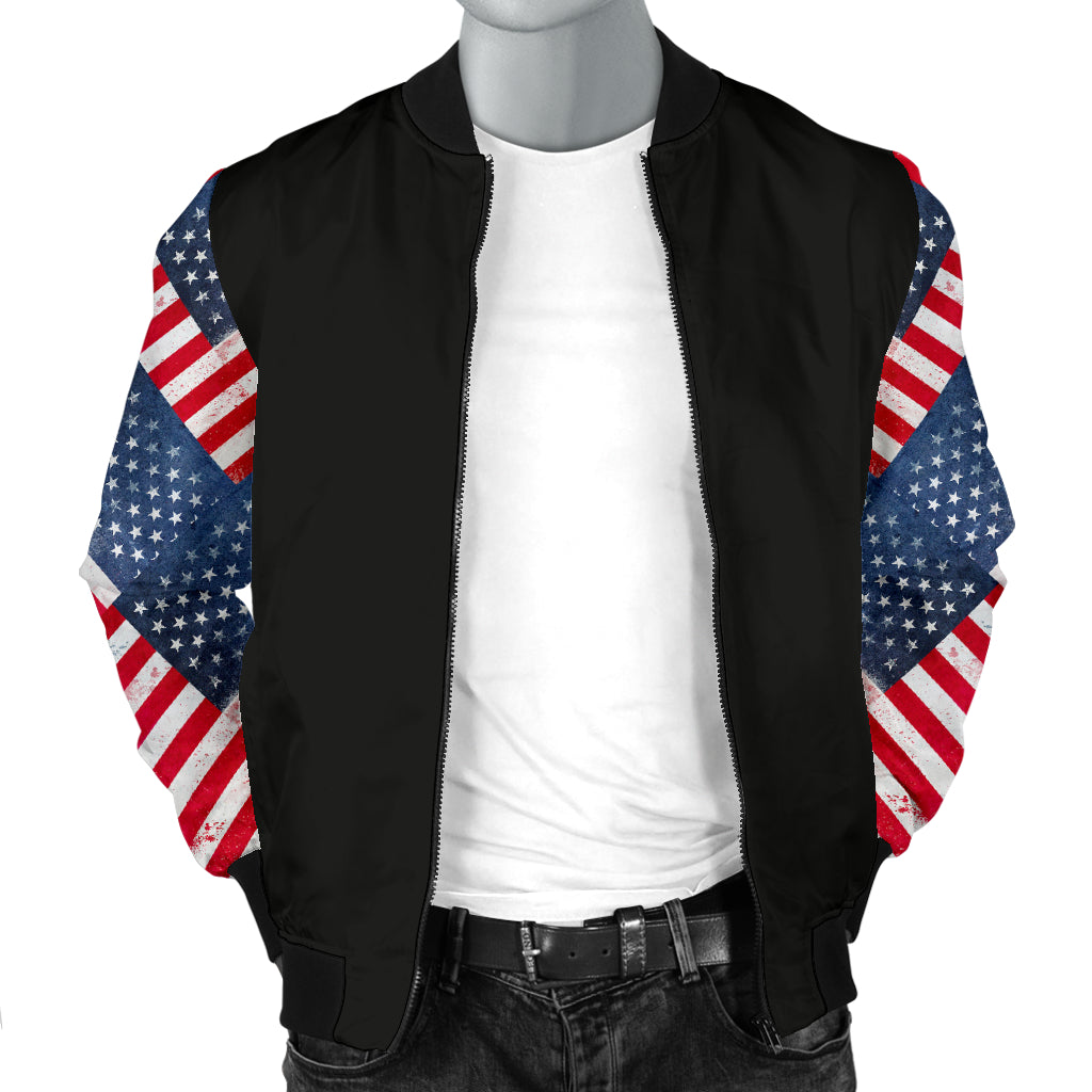 Men's American Flag Sleeved Bomber Jacket