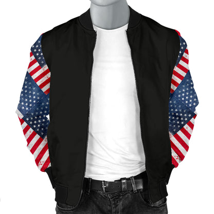 Men's American Flag Sleeved Bomber Jacket
