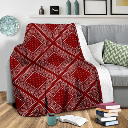 Ultra Plush Maroon Bandana Diamond Throw Blanket