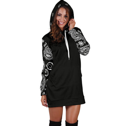 Black Bandana Hoodie Dress