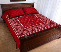 red bandana quilted bedspread and pillow covers