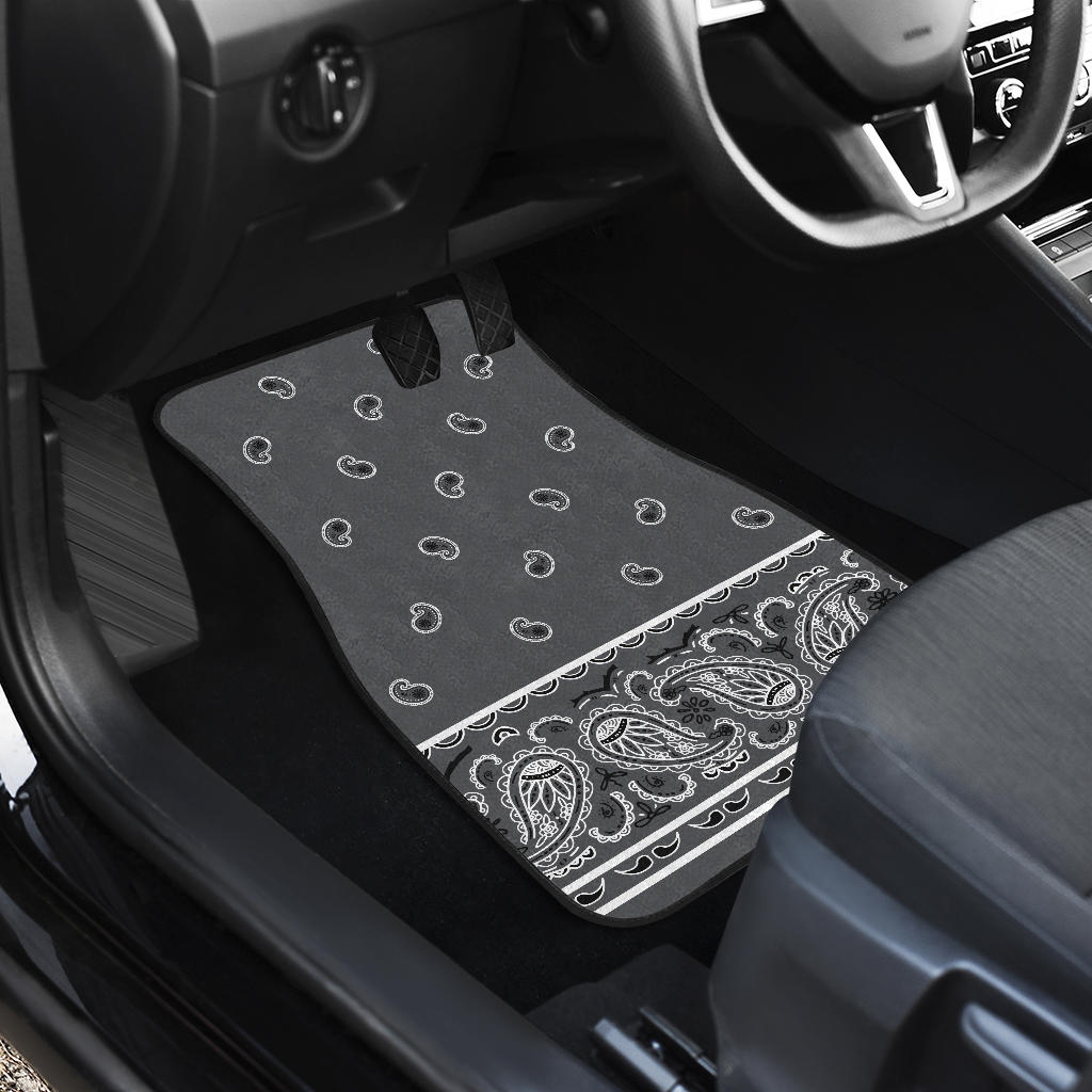 Quad Classic Gray Bandana Car Mats - Fancy