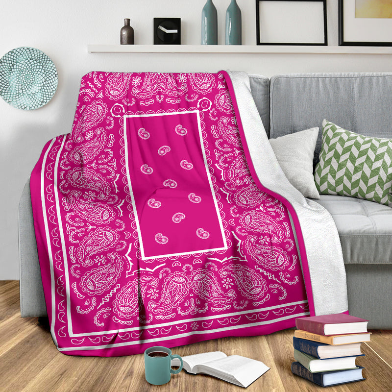 Ultra Plush Rich Pink Bandana Throw Blanket