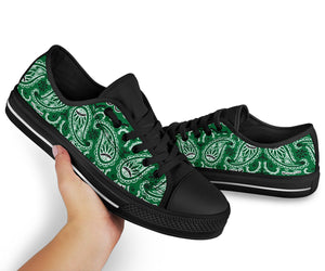 Canvas  Low Top Sneakers - Classic Green Bandana Style