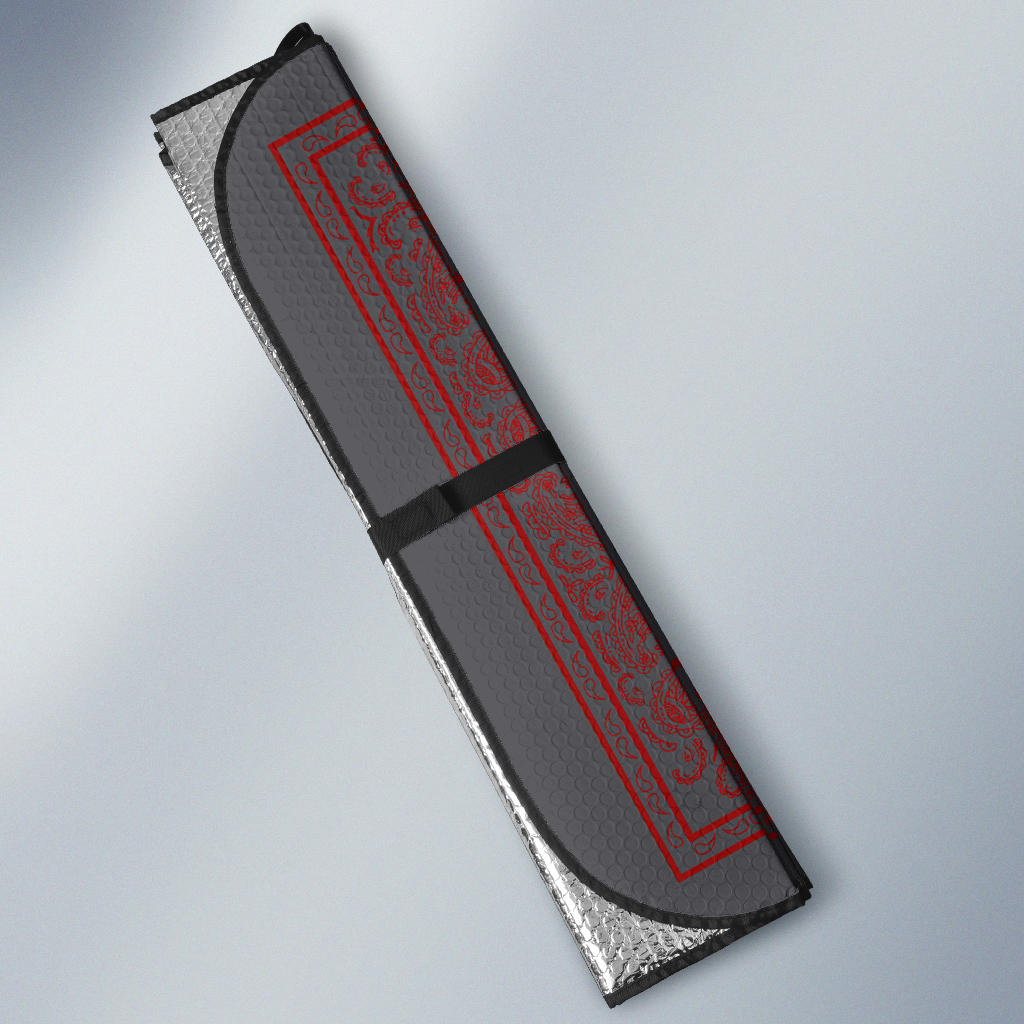 Gray and Red Bandana Car Window Shade