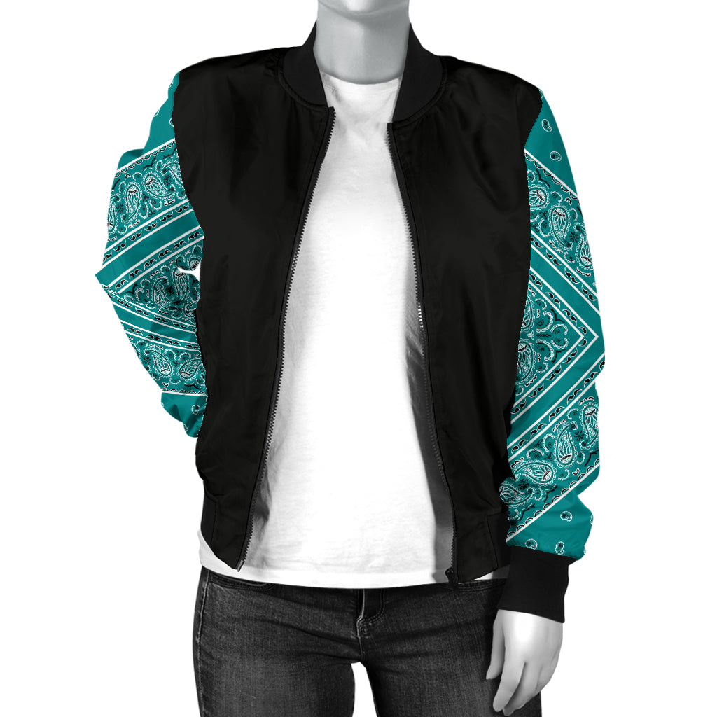 teal bandana bomber jacket