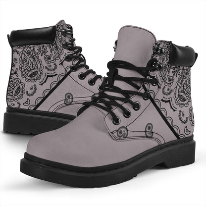 Gray and Black Bandana All Season Boots