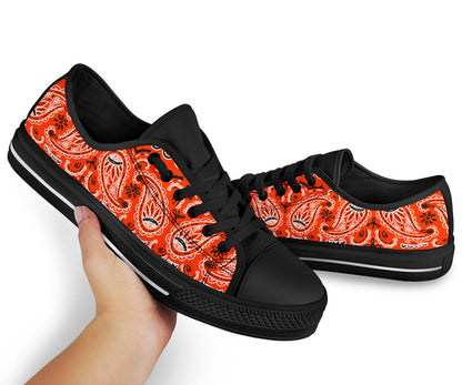 Canvas Low Top Sneakers - Bandana Style Perfect Orange