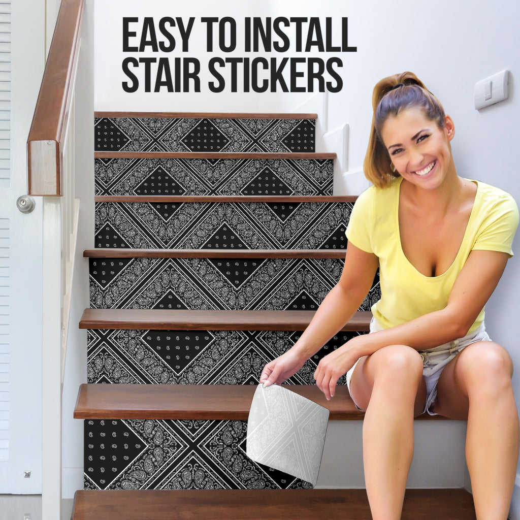 Black Bandana Stair Stickers 6 Steps