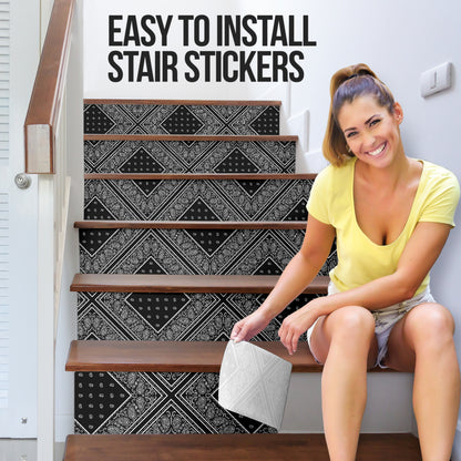 Black Bandana Stair Stickers 6 Steps