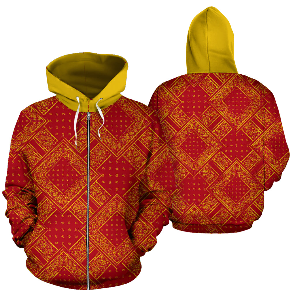red and gold team colors hoodie