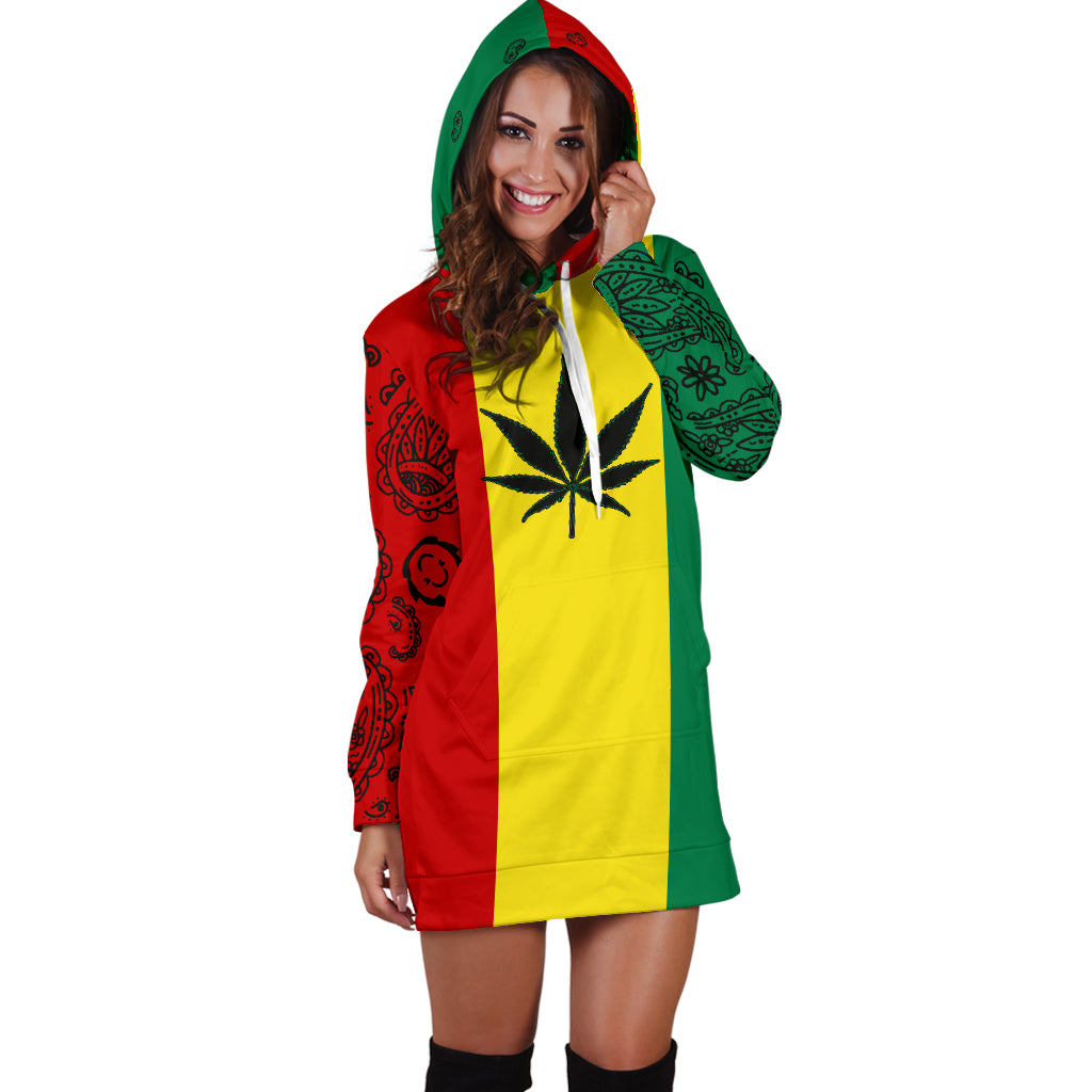 Rasta 420 Bandana Hoodie Dress Hood Up