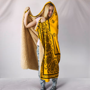 Gold and Black Bandana Hooded Blanket