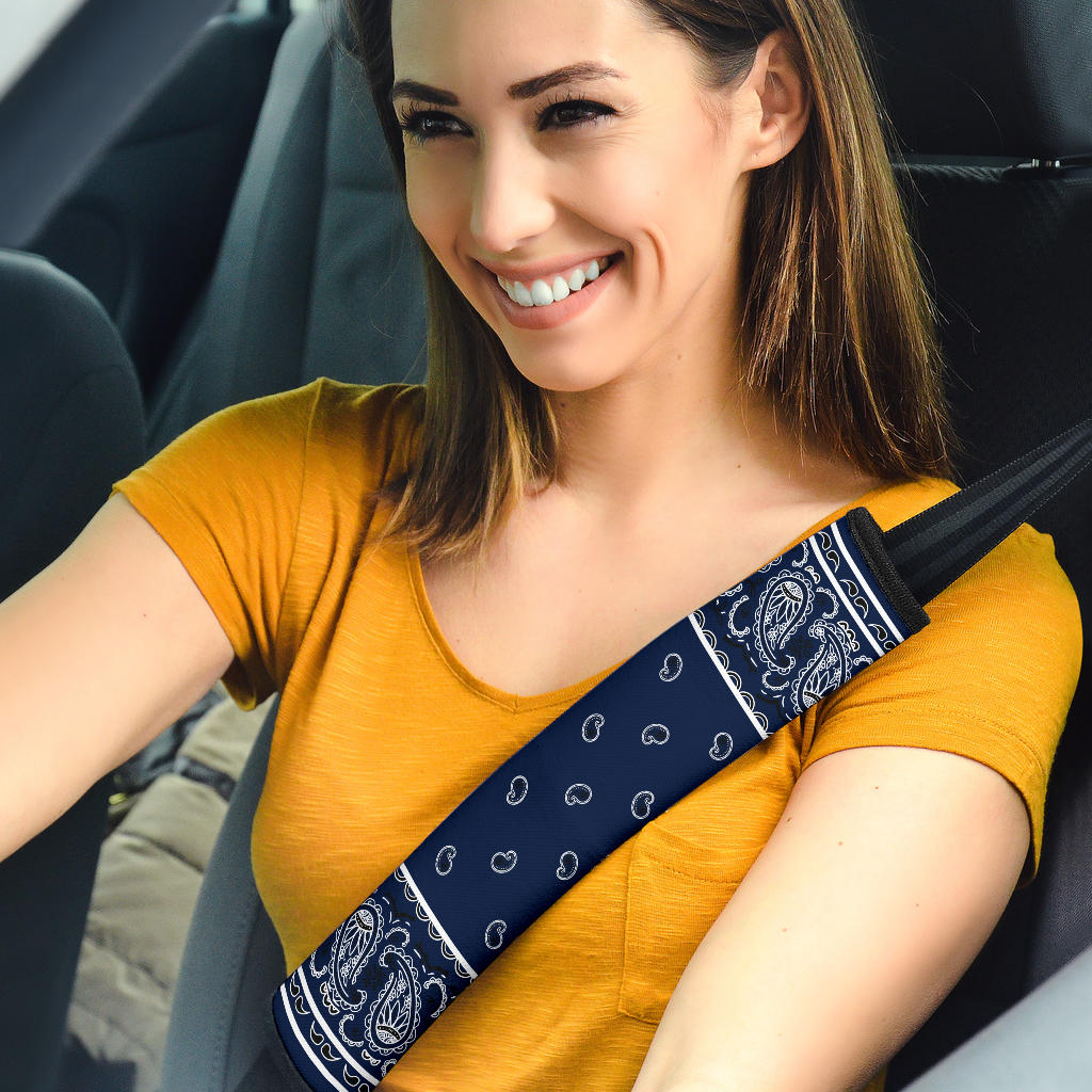Navy Blue Bandana Seat Belt Covers -3 Styles