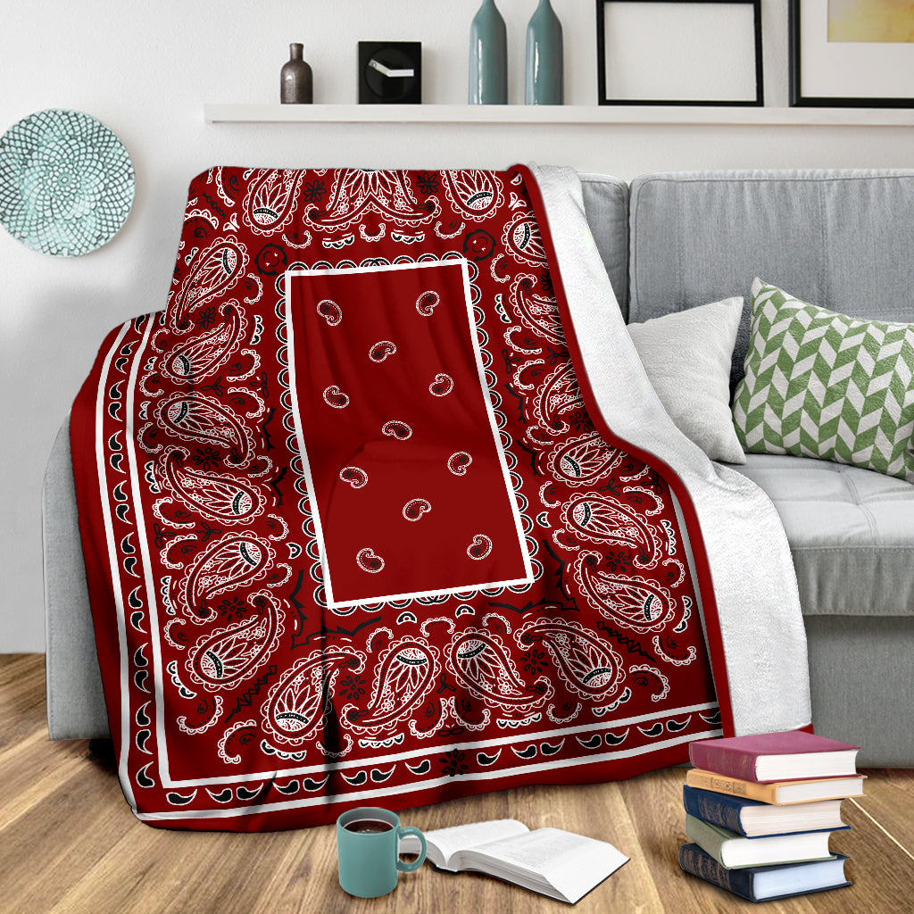 Ultra Plush Maroon Bandana Throw Blanket
