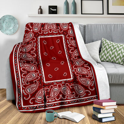 Ultra Plush Maroon Bandana Throw Blanket