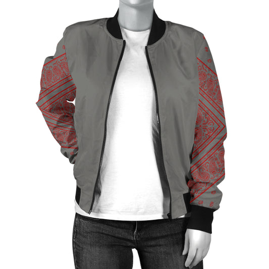 gray and red bandana jacket