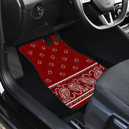 Dual Maroon Bandana Car Floor Mats - Fancy