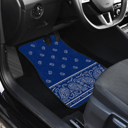 Quad Blue and Gray Bandana Car Mats - Fancy
