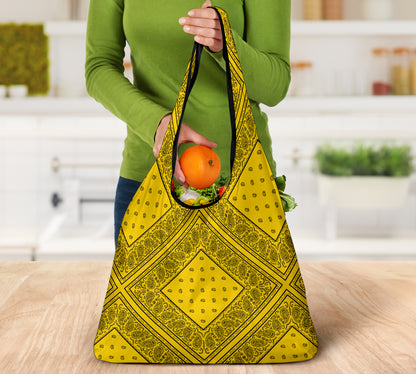 Gold and Black Bandana Reusable Grocery Bag 3-Pack