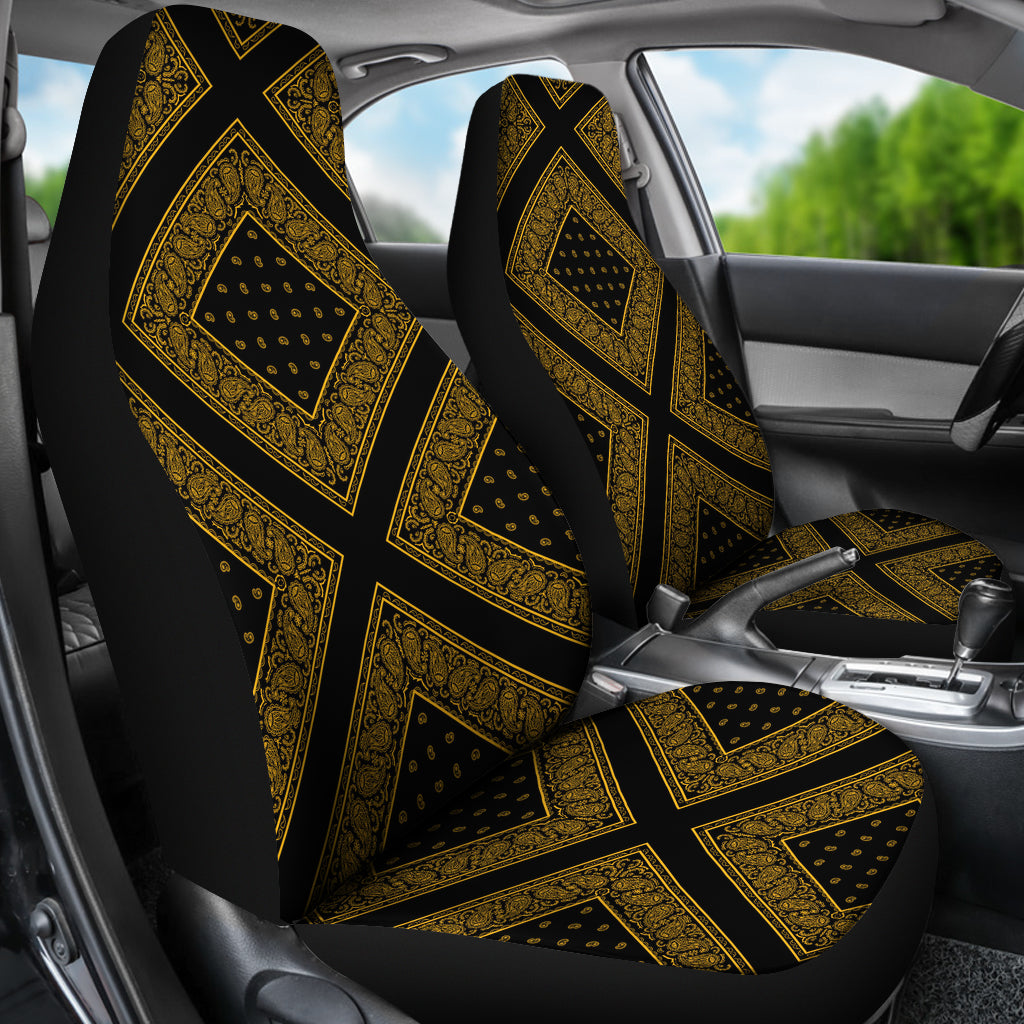 Black Gold Bandana Car Seat Covers - Diamond