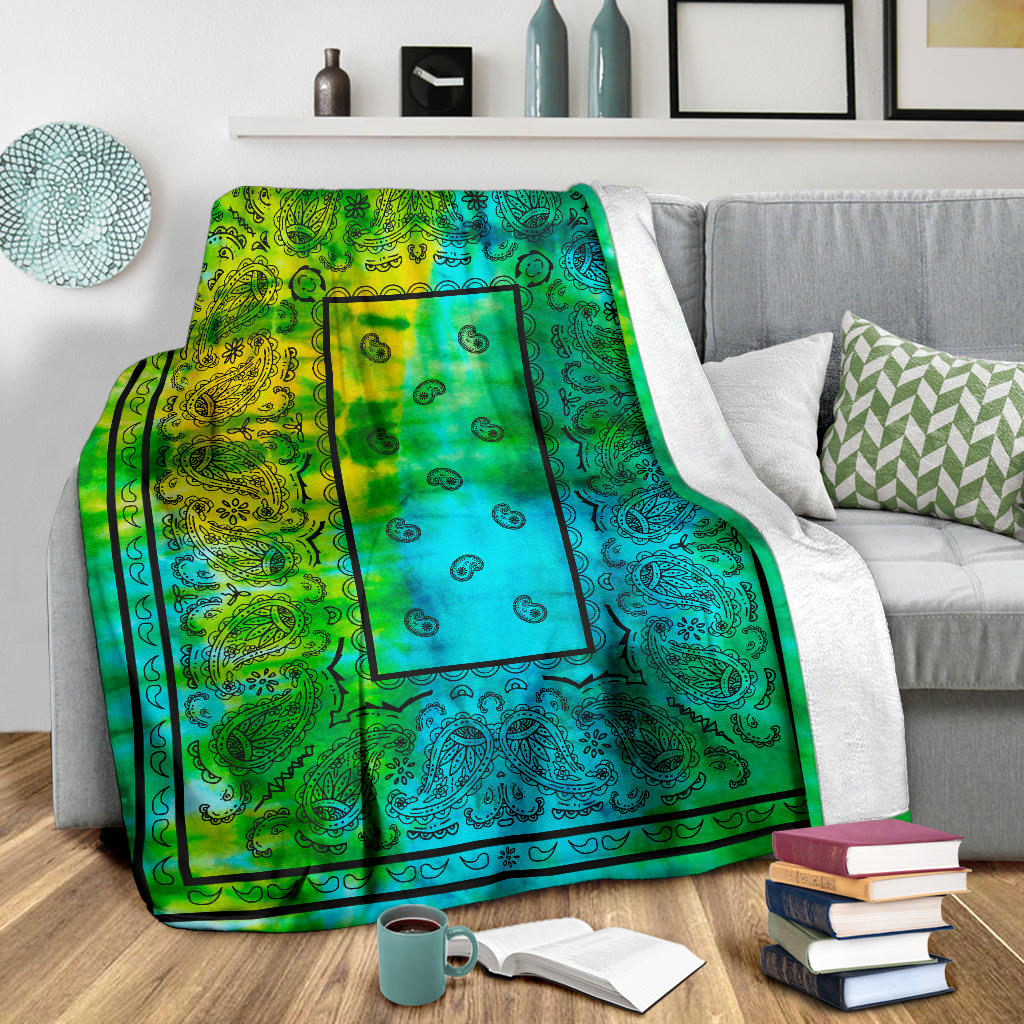 Aqua Daze Tie Dye Bandana Throw Blanket