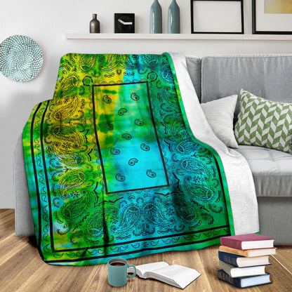 Aqua Daze Tie Dye Bandana Throw Blanket