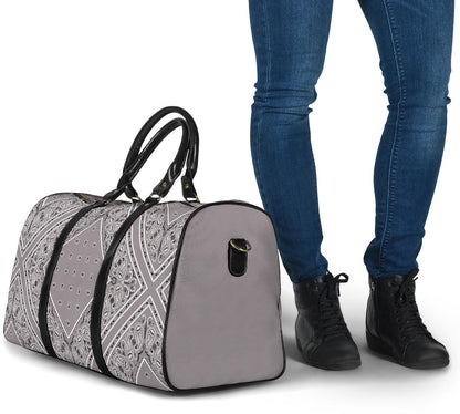 gray bandana print travel bags