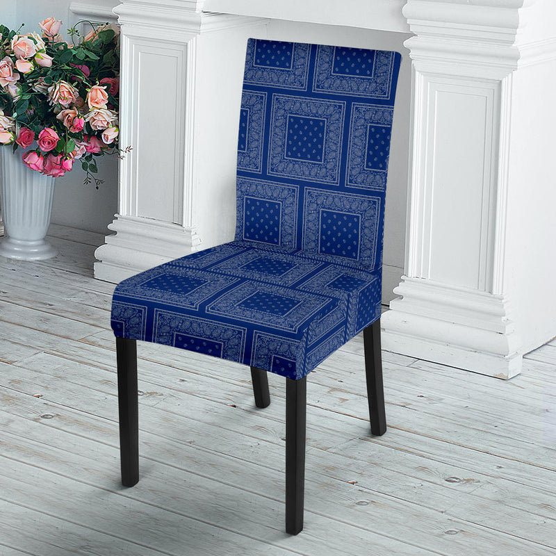 Blue and Gray Bandana Dining Chair Covers - 4 Patterns
