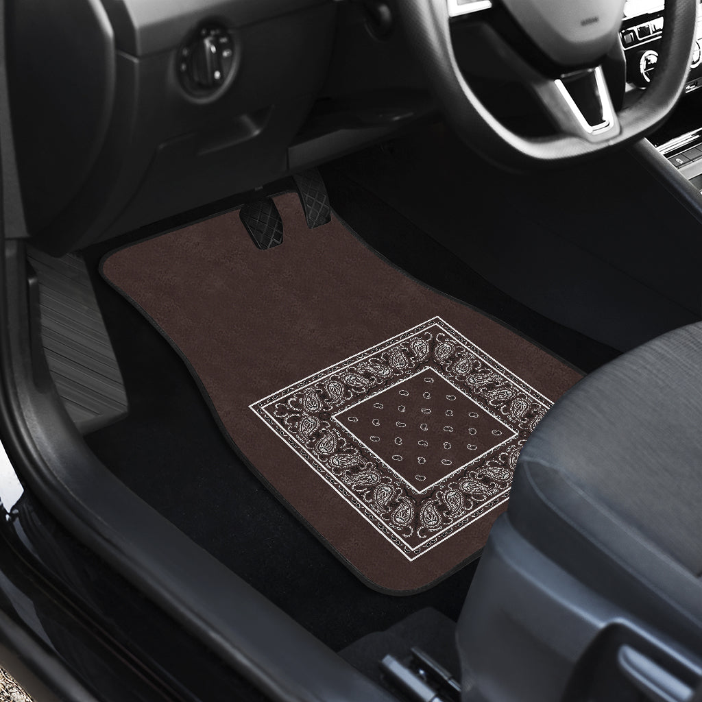 Quad Coffee Brown Bandana Car Mats - Minimal