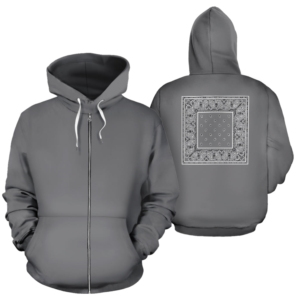 gray bandana zip hoodie