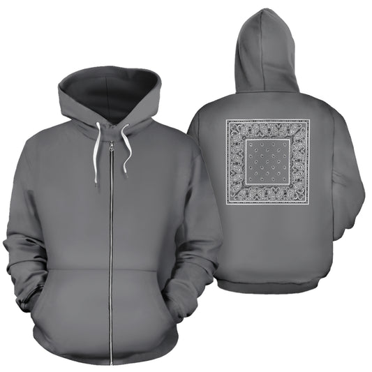 gray bandana zip hoodie