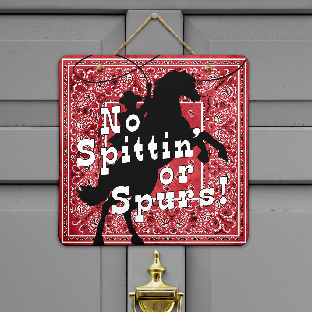 Red Denim Bandana Door Signs