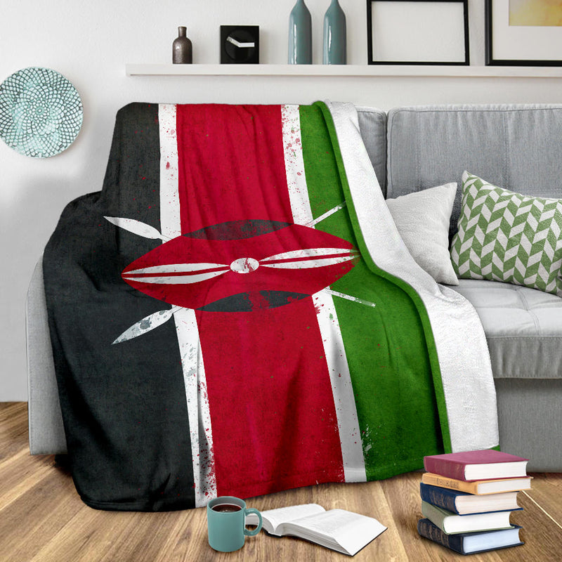 Kenyan Flag Fleece Throw Blankets