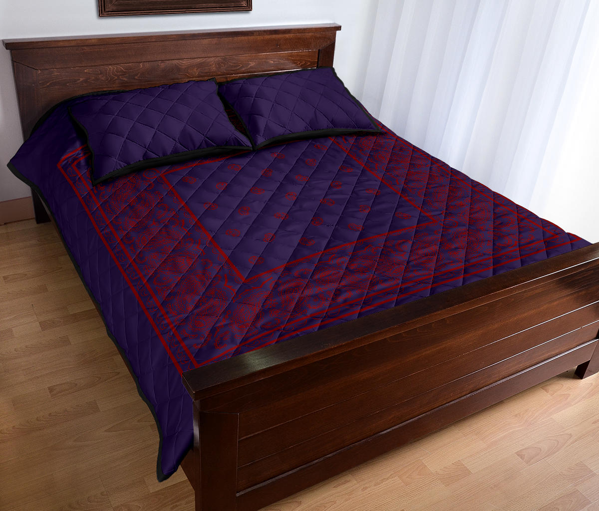Quilt Set - Purple and Red Bandana Bed Quilts w/Shams