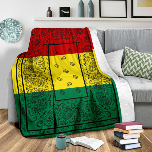 Rasta Colors Bandana Throw Blanket
