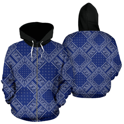 blue bandana zip up hoodie