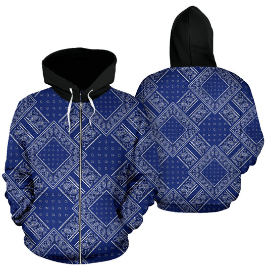 blue bandana zip up hoodie